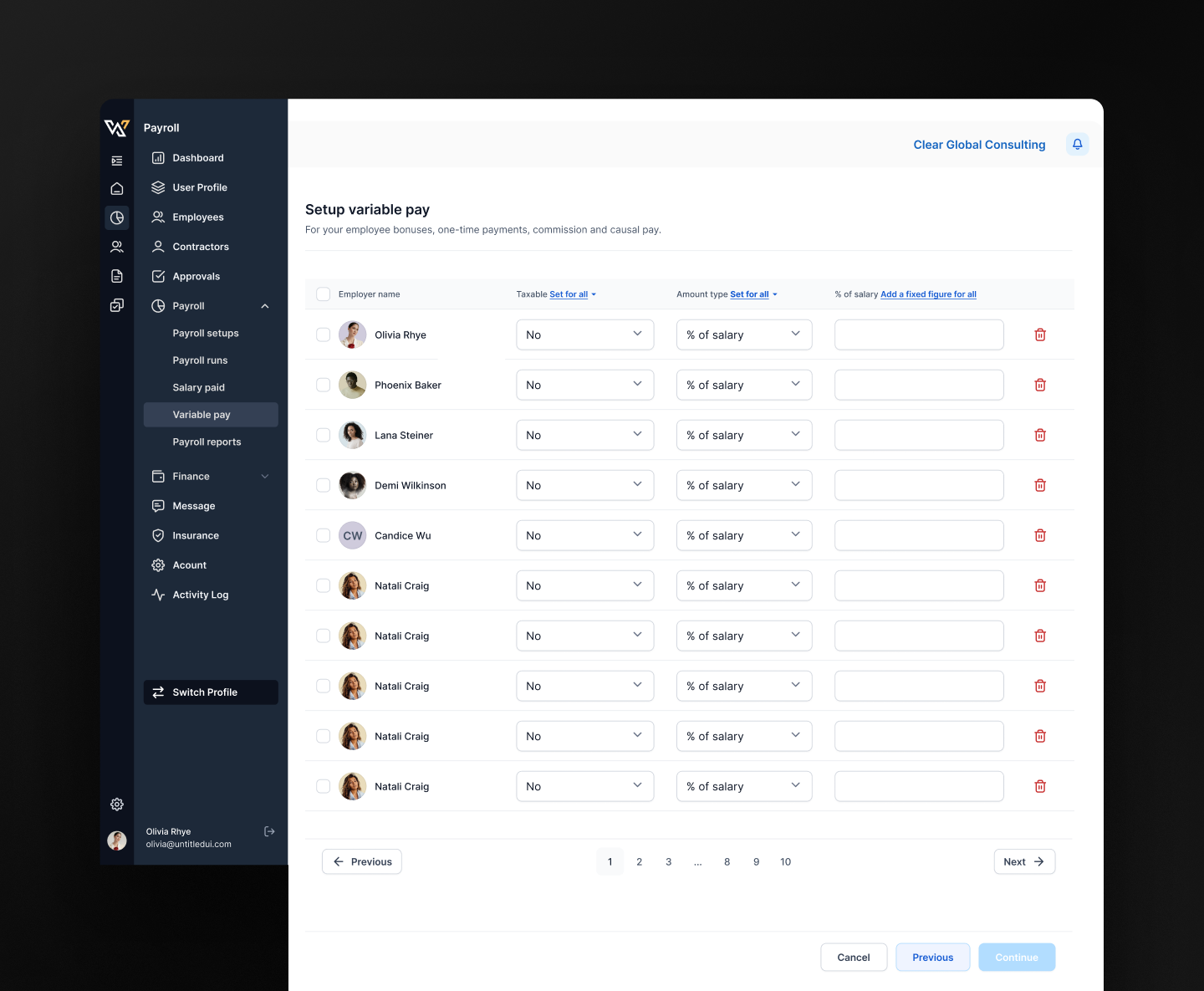 Variable Pay Screen 4